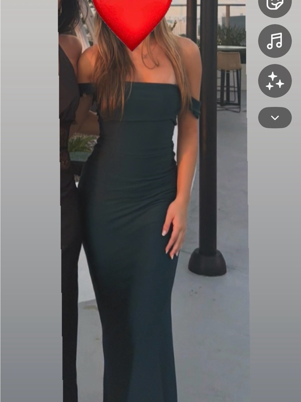 Windsor Off-Shoulder Dark Green/Blue Bodycon Evening Dress size small